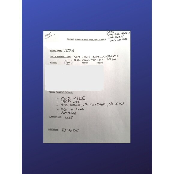 𝅺CEJON Scarf/Neck warmer, Endless LOOP Scarf, ROYAL BLUE SPARKLE, NWOT - Picture 5 of 6